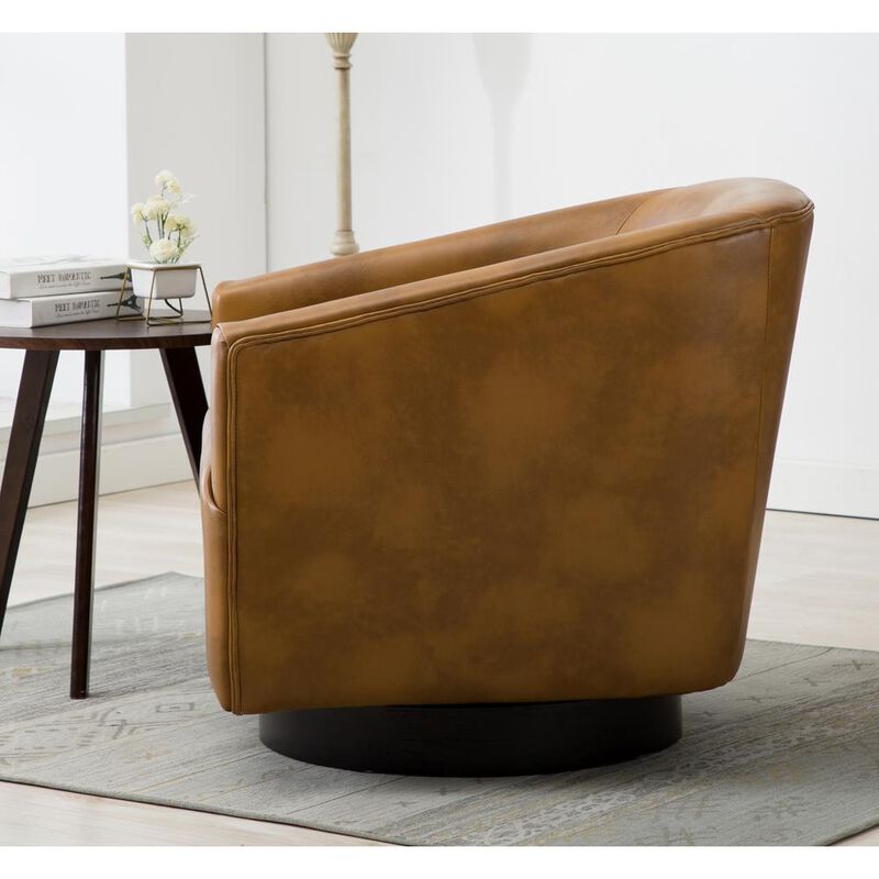 Comfort Pointe Gaven Camel Wood Base Swivel Chair