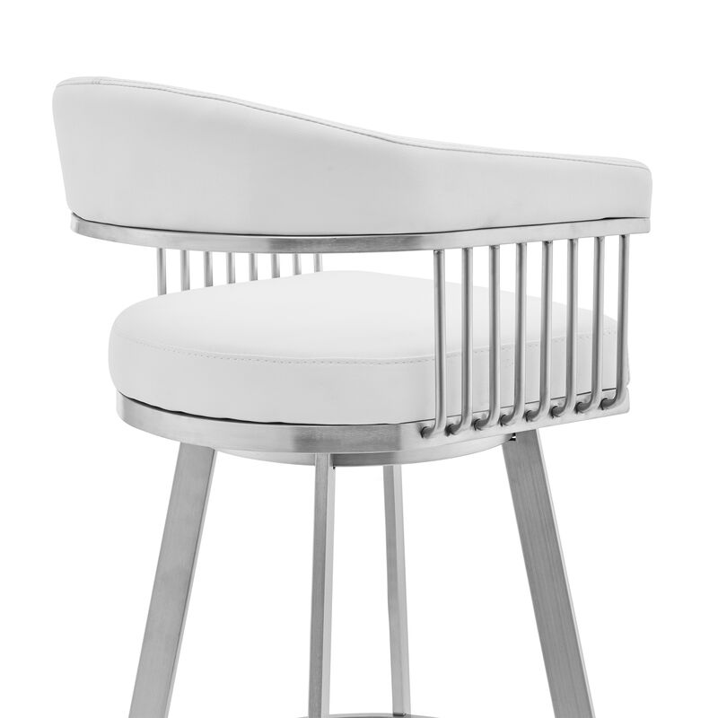 Chelsea Faux Leather and Brushed Stainless Steel Swivel Bar Stool