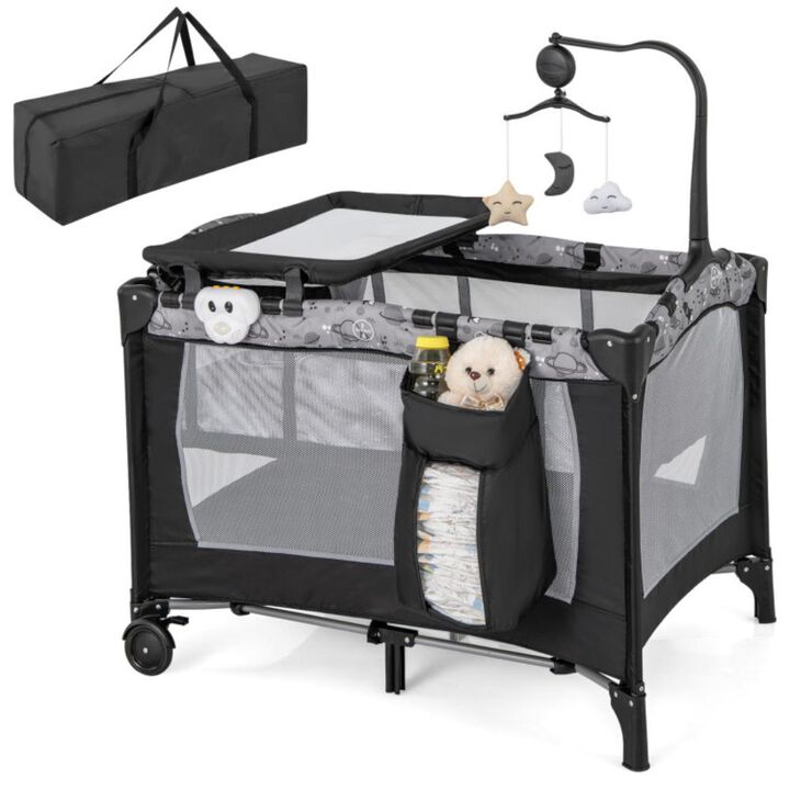 Hivvago Multi-Functional Baby Playpen with Mattress and Removable Changing Table