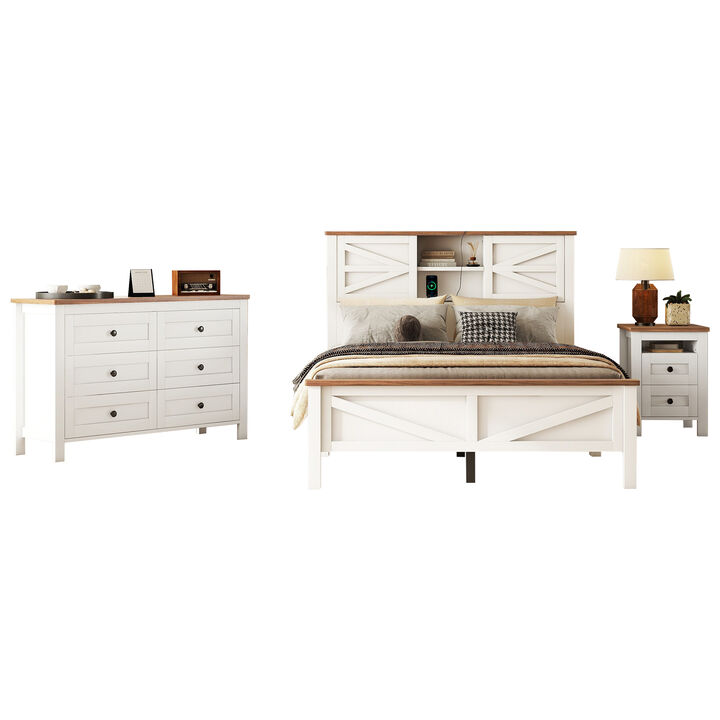 Merax Platform Bed Nightstand and Dresser Bedroom Sets