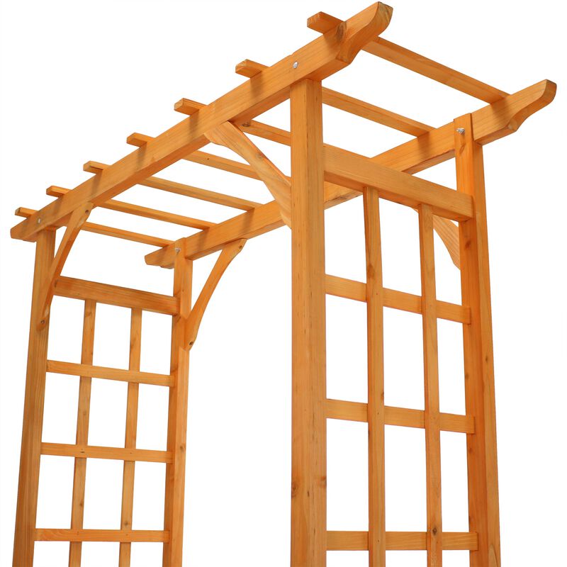 Sunnydaze Wooden Fir Arbor Weatherproof Arched Garden Walkway - 78 in