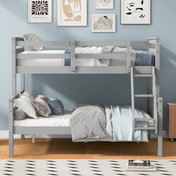 Merax Twin over Full Bunk Bed with Ladder and Guardrail