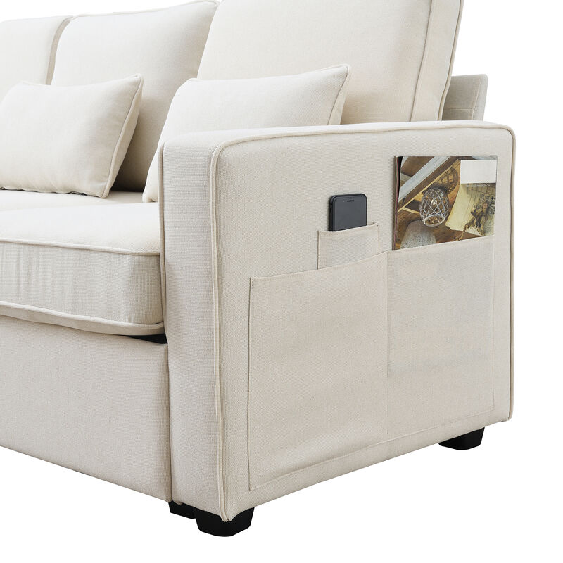 Merax Upholstered Sectional Sofa with Console