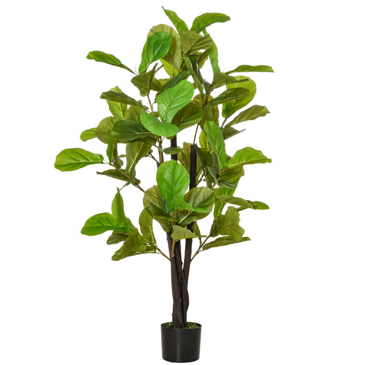 4.5' Artificial Fiddle Leaf Fig Potted Decorative Plant w/ 78 Realistic Leaves