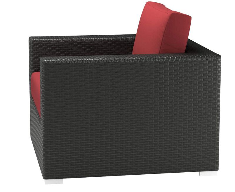 Modway EEI-1850-CHC-RED Sojourn Wicker Rattan Outdoor Patio Sunbrella Fabric Armchair in Canvas Red