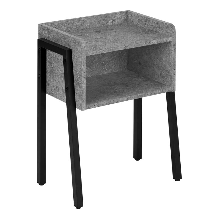 Monarch Specialties I 3584 Accent Table, Side, End, Nightstand, Lamp, Living Room, Bedroom, Metal, Laminate, Grey, Black, Contemporary, Modern