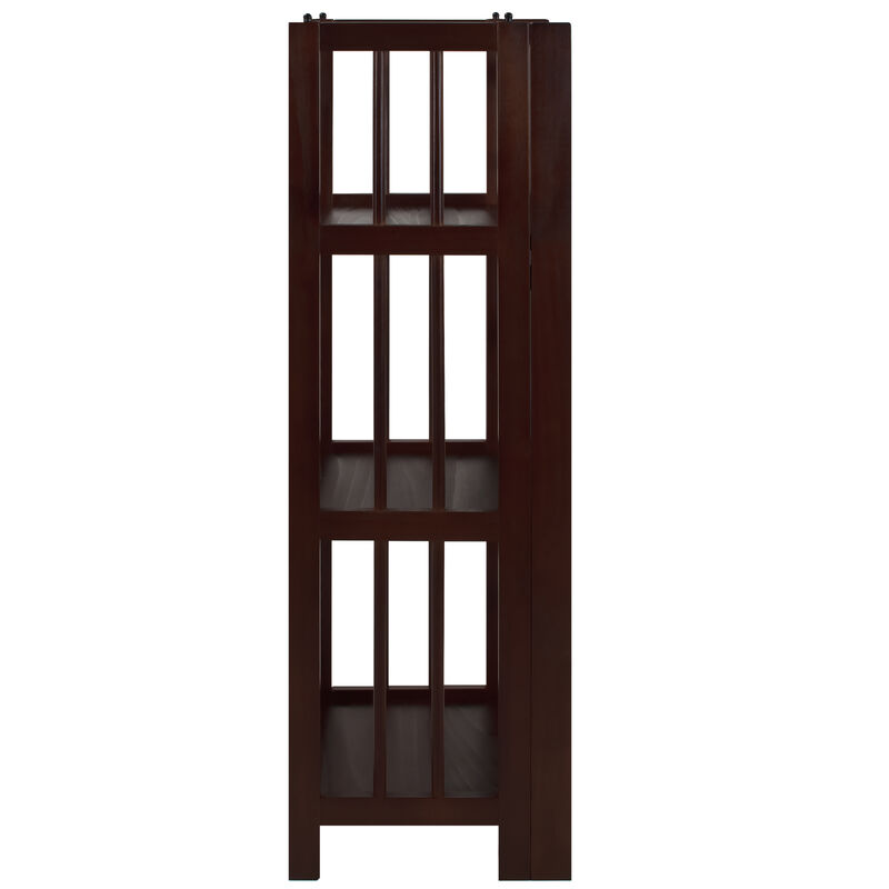 Casual Home 3-Shelf Folding Bookcase (14" Wide)-Walnut