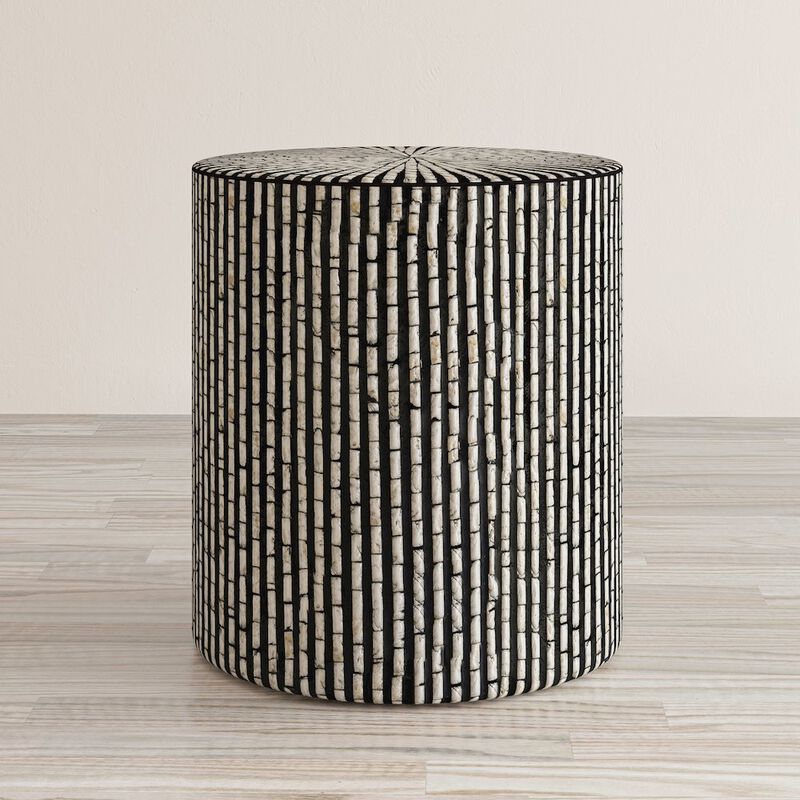 Global Archive Handcrafted Capiz Shell Terrazzo Modern Accent End Table