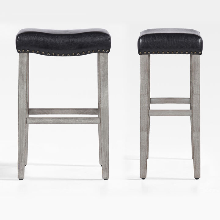 WestinTrends 29" Upholstered Saddle Seat Bar Stool (Set of 2)