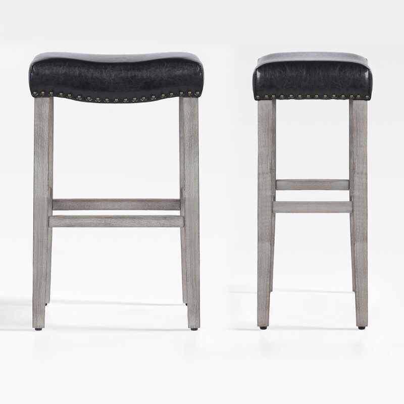 WestinTrends 29" Upholstered Saddle Seat Bar Stool (Set of 2)