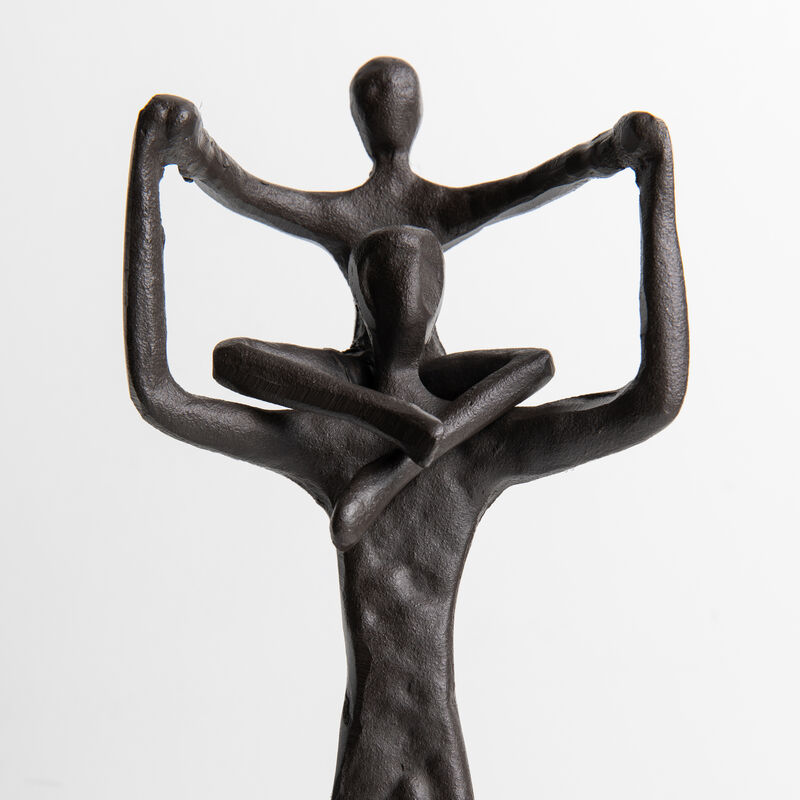 Proud Parent Holding Child Up Contemporary Iron Sculpture Statue