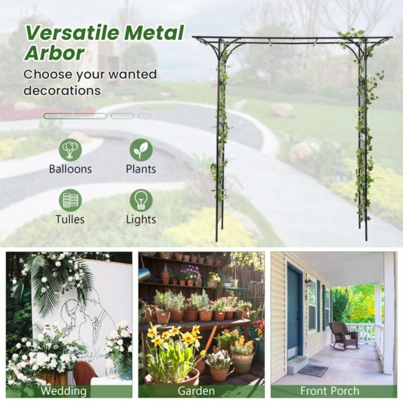Hivvago 81 Inch Garden Arbor Metal Archway for Climbing Plants-Black