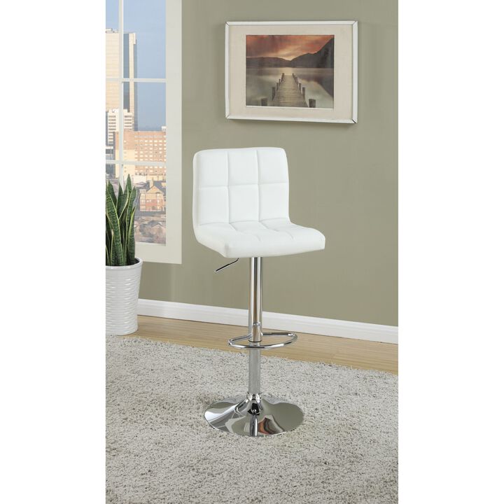 Set of 2 Adjustable White Faux Leather Bar Stools