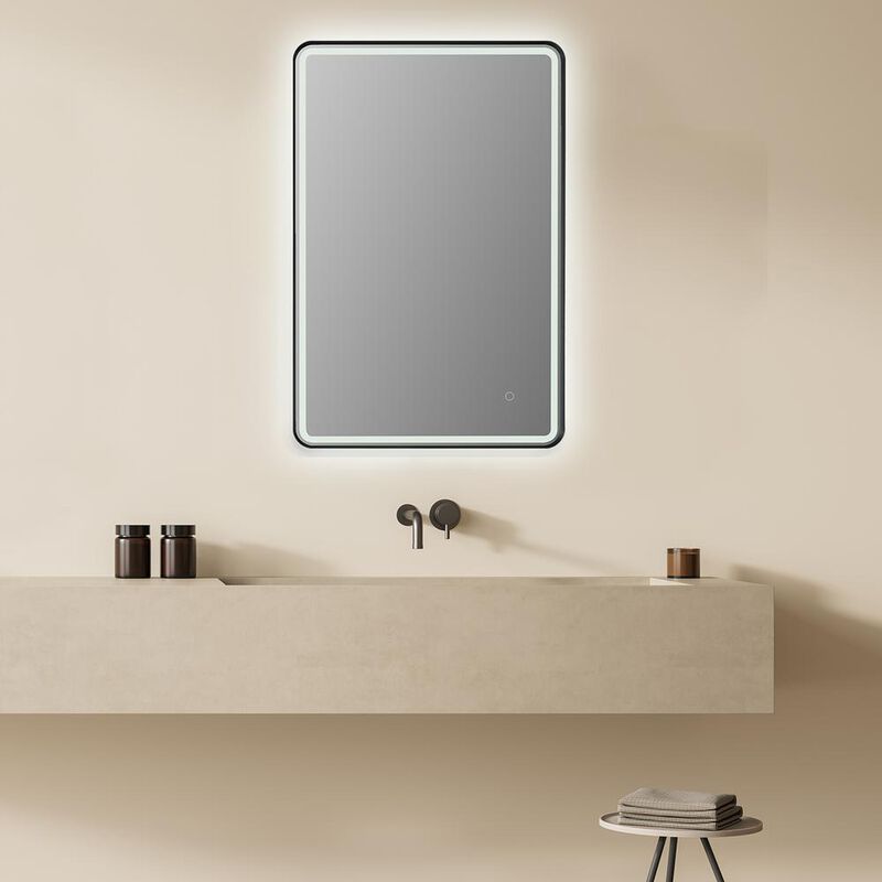 Altair Framed in Matt Black Modern Bathroom/Vanity LED Lighted Wall Mirror