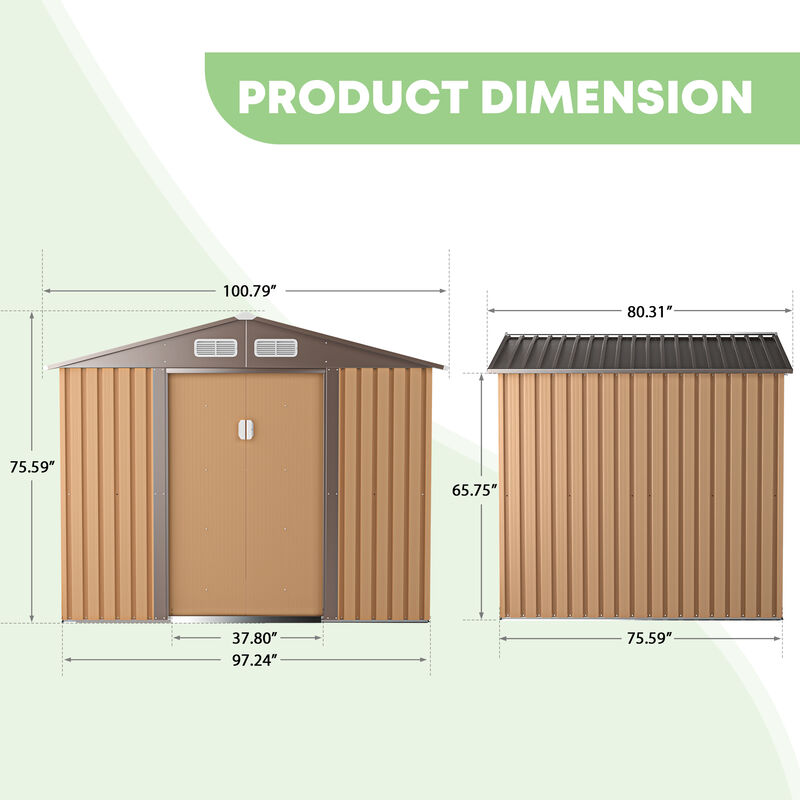 6' x 8' Outdoor Metal Storage Shed Garden Tool Organizer House