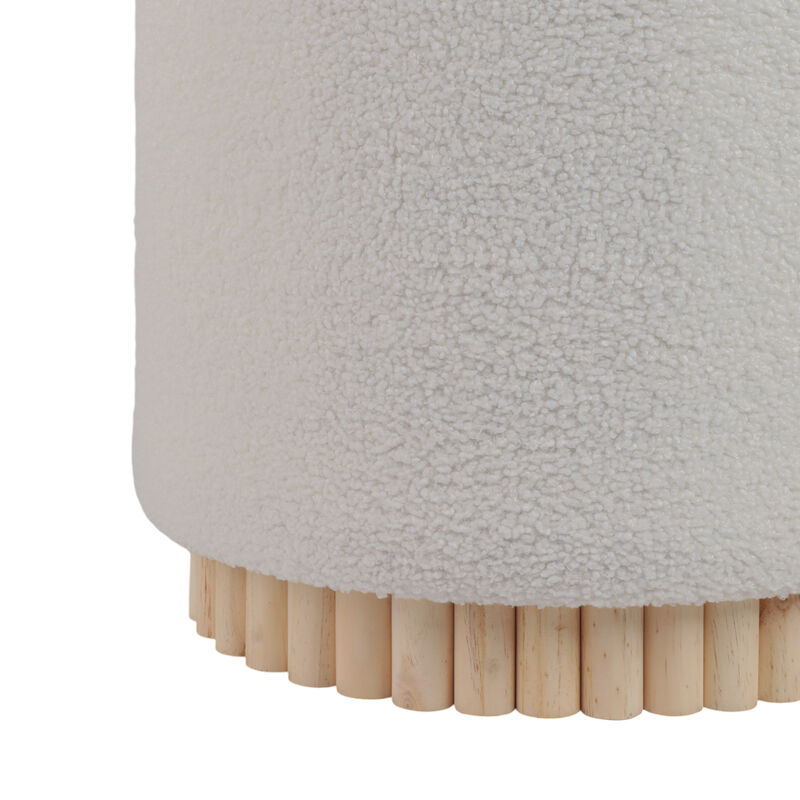 White Boucle Fluted Ottoman