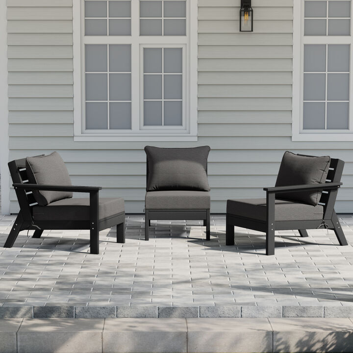 WestinTrends Outdoor Patio HDPE Sectional Sofa with Patio Cushions