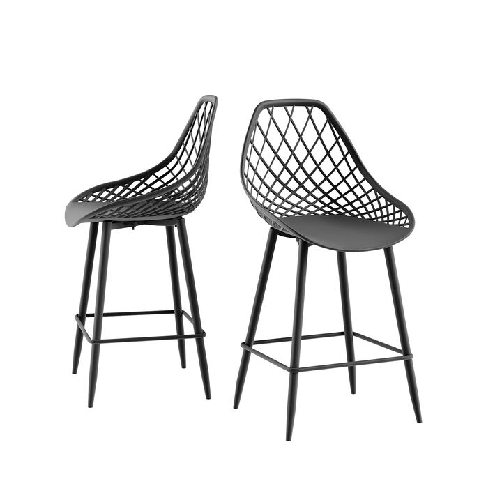 KURV® OUTDOOR & INDOOR HIGH-BACK COUNTER STOOL (Set of 2)