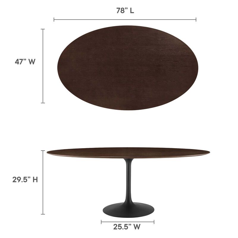 Modway - Lippa 78" Oval Wood Grain Dining Table Black Natural