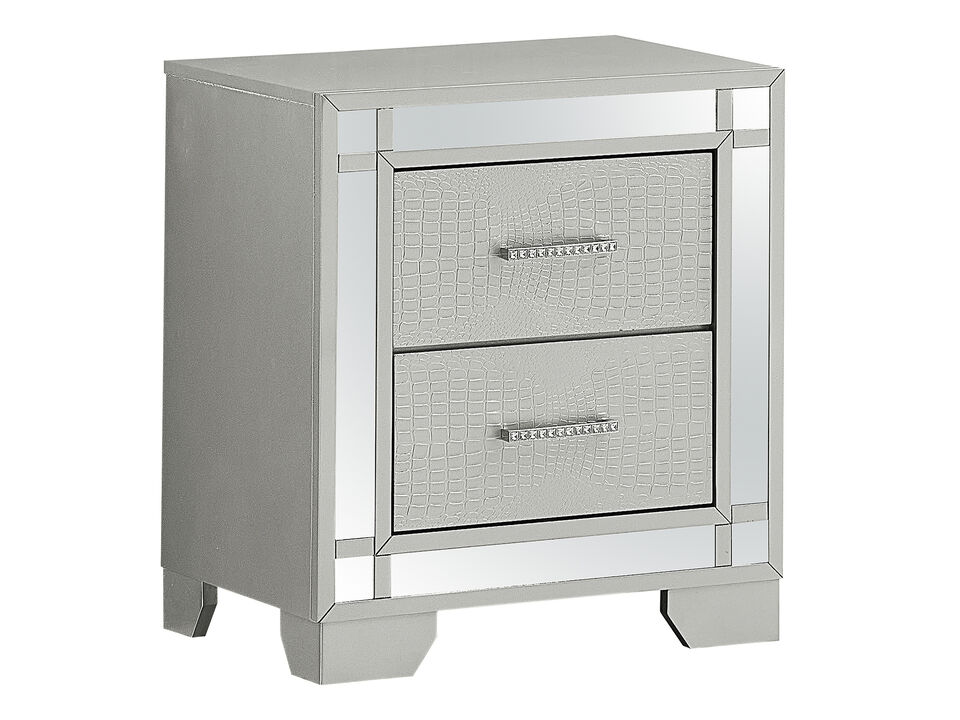 Madison 2-Drawer Silver Champagne Nightstand (26 in. H x 17 in. W x 23 in. D)