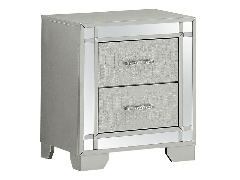 Madison 2-Drawer Silver Champagne Nightstand (26 in. H x 17 in. W x 23 in. D)