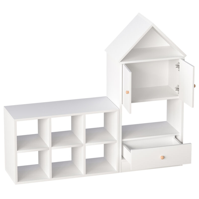 Versatile Kids' Bookshelf with House-Shaped Design for Toy & Book Storage