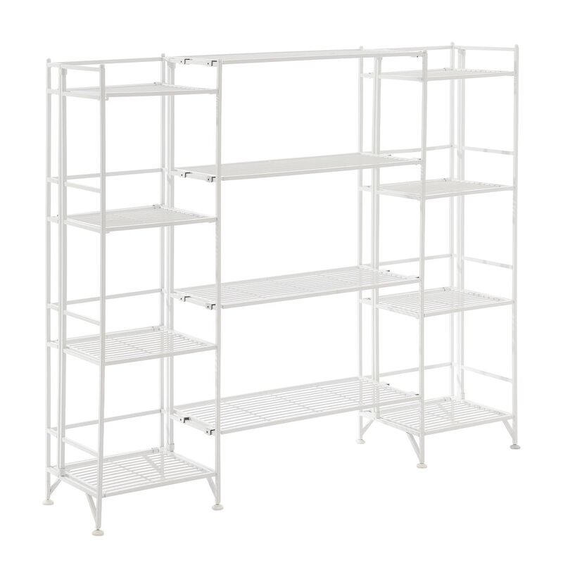 Convenience Concepts Xtra Storage 4 Tier Folding Metal Shelves with Set of 4 Extension Shelves
