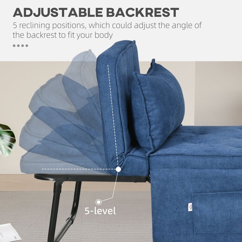 Grey & Blue Versatile Seat: 4-in-1 Convertible Ottoman Sofa Bed