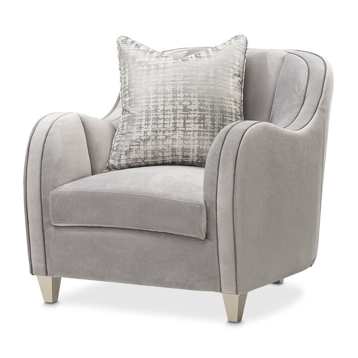 Michael Amini Roxbury Park Velvet Matching Chair - Steel/Slate