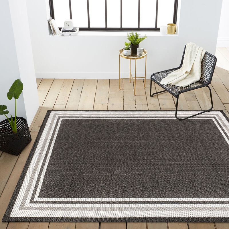 James Modern Border Stripe Indoor/Outdoor Area Rug