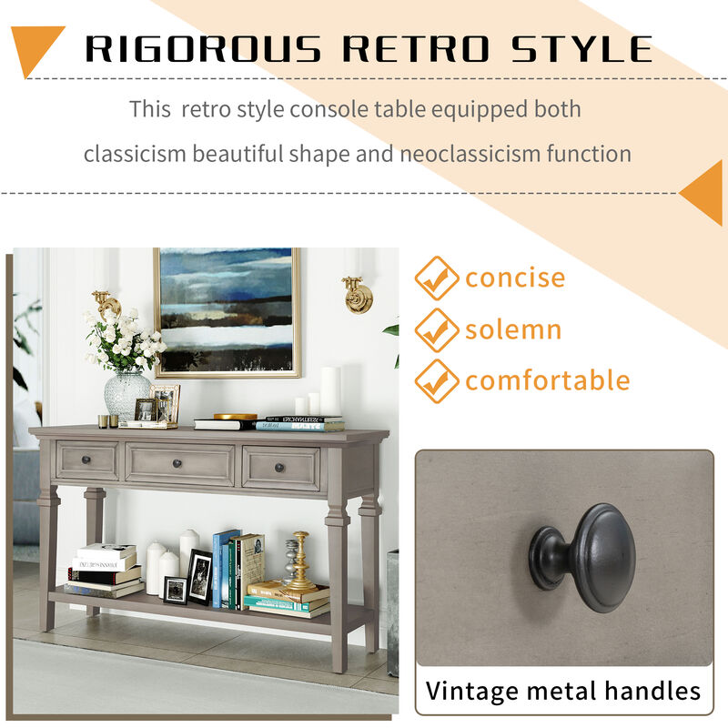Merax Classic Retro Style Solid Wooden Frame Console Table