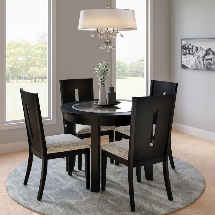 Jofran Urban Icon Contemporary 42 Round Five-Piece Dining Set with Upholstered Chairs