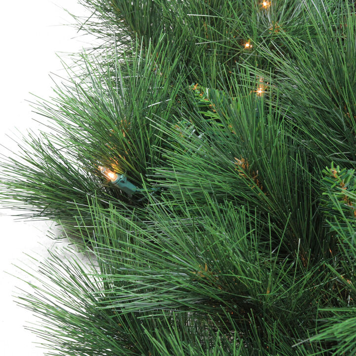 Pre-lit White Valley Pine Artificial Christmas Wreath  48-inch  Clear Lights