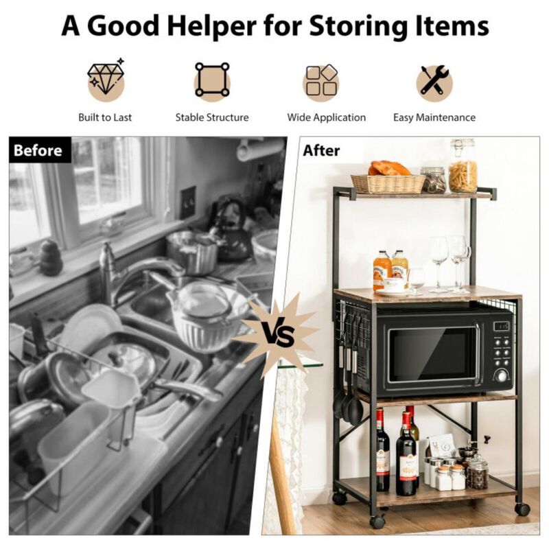 4-Tier Kitchen Baker's Rack on Wheels for Easy Mobility