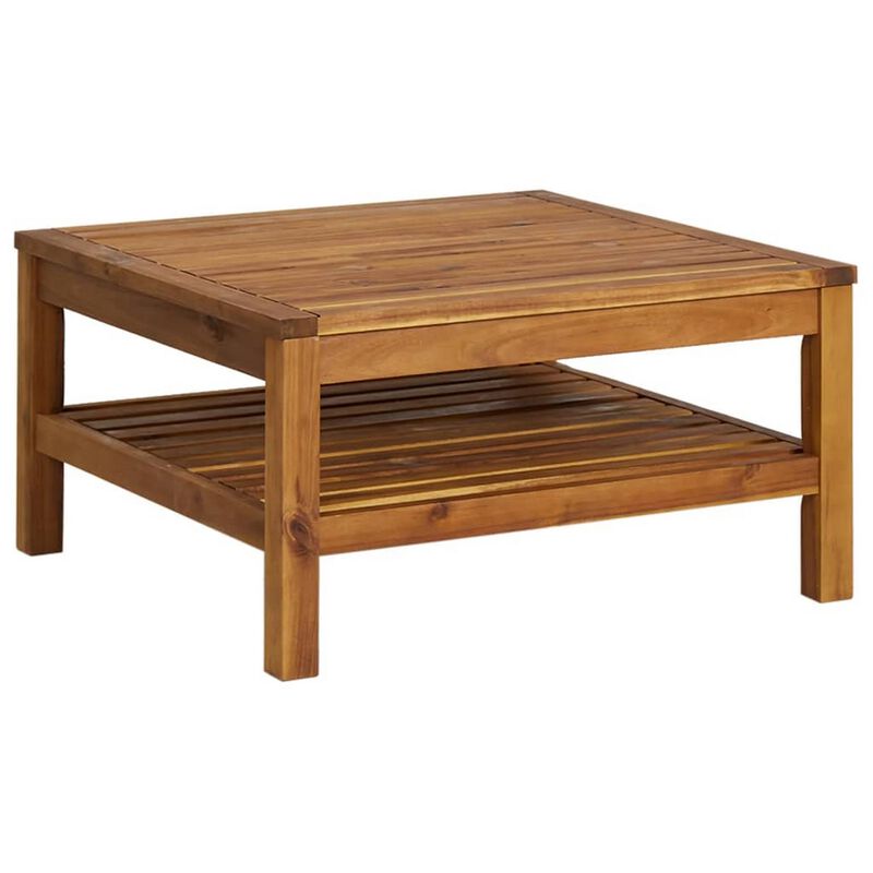 Outdoor 5pc Modular Sofa Set, Slatted Coffee Table, Brown Acacia Wood - Benzara