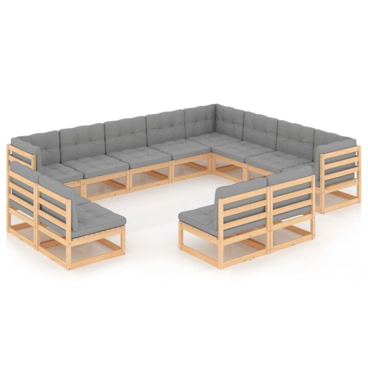 vidaXL 12 Piece Garden Lounge Set with Cushions Solid Pinewood