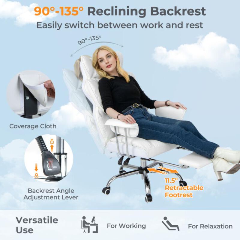 Hivvago Big and Tall Executive Office Desk Chair with Footrest
