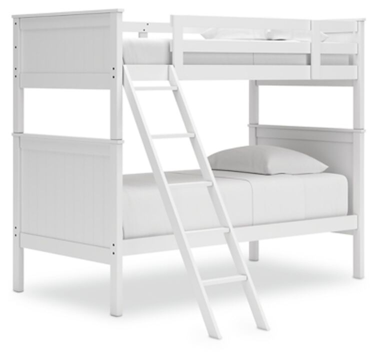 Nextonfort Twin Over Twin Bunk Bed in White