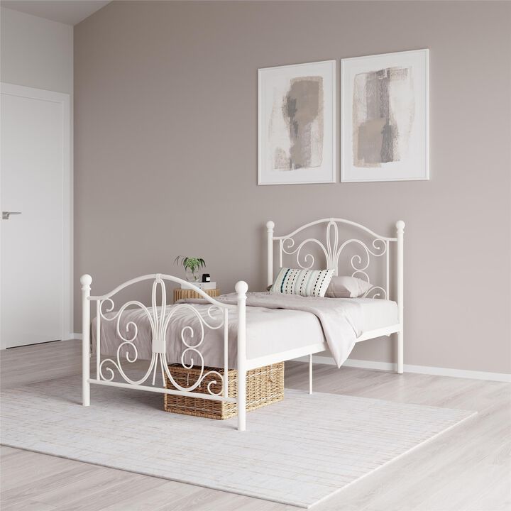 DHP Bombay Parisian-Style Metal Bed, White