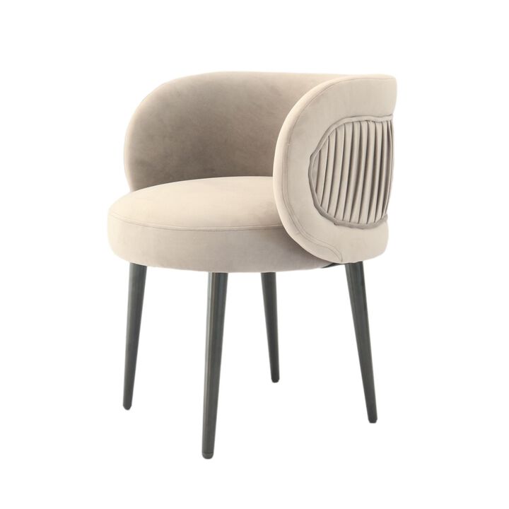 Lala 24 Inch Accent Chair, Modern Cushioned Seat, Curved, Velvet Gray - Benzara