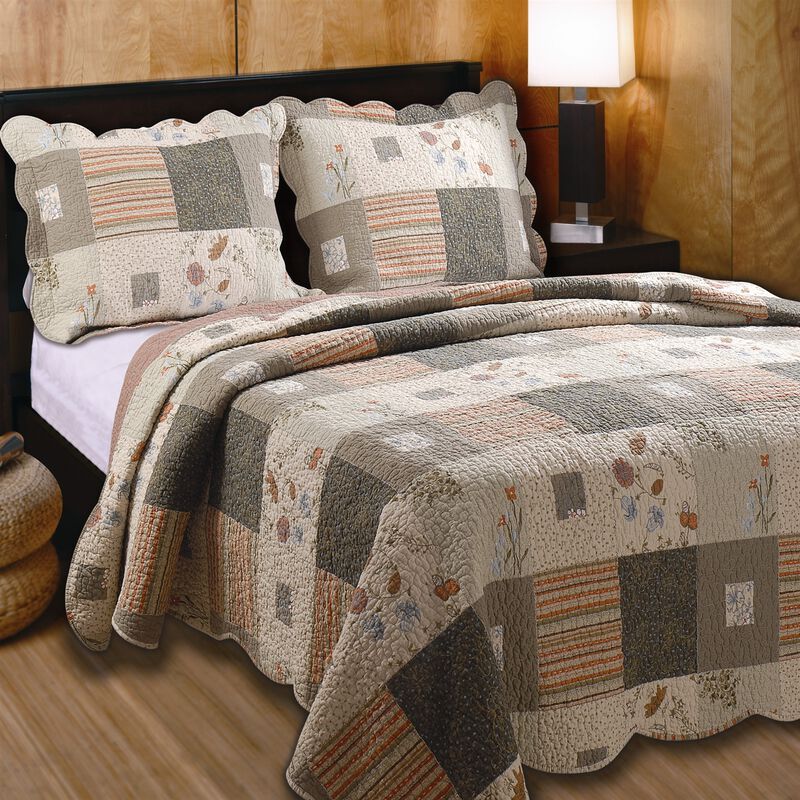 Hivvago King size Southwest Floral Quilt Set with Shams 100% Cotton