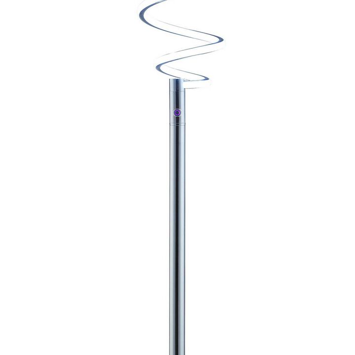 Sun 58 Inch Floor Lamp, Accent Twisted Modern Design, LED Chrome Base-Benzara