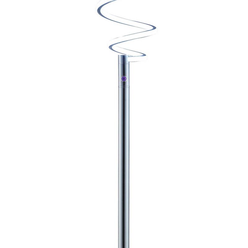 Sun 58 Inch Floor Lamp, Accent Twisted Modern Design, LED Chrome Base-Benzara