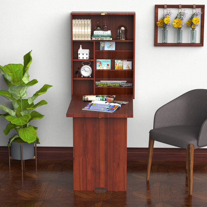 Wall Mount Writing Table Convertible Folding Computer Desk Storage Home Office