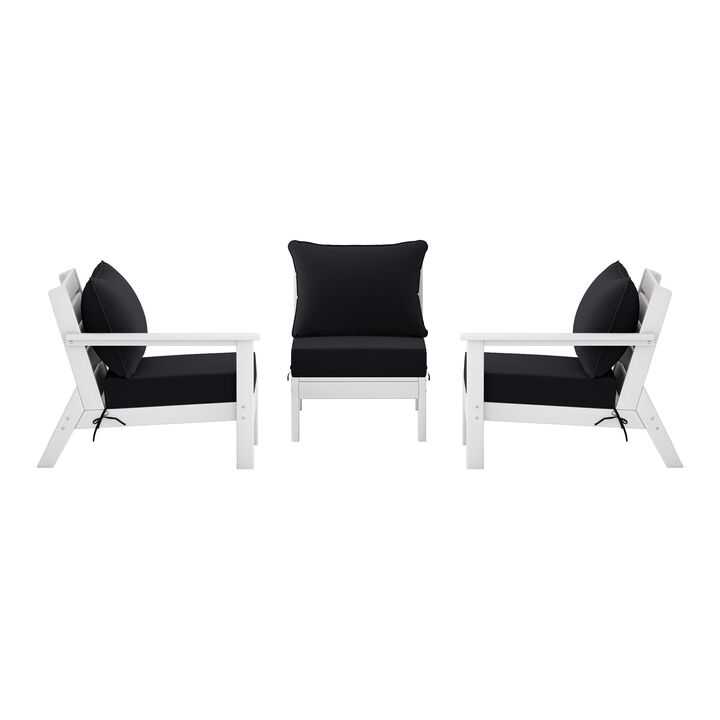 WestinTrends Outdoor Patio HDPE Sectional Sofa with Patio Cushions