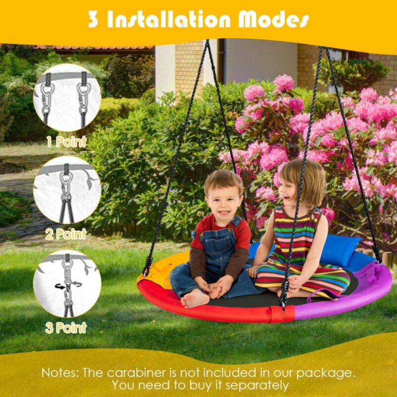 Hivvago 40 inch Saucer Tree Outdoor Round Platform Swing with Pillow and Handle