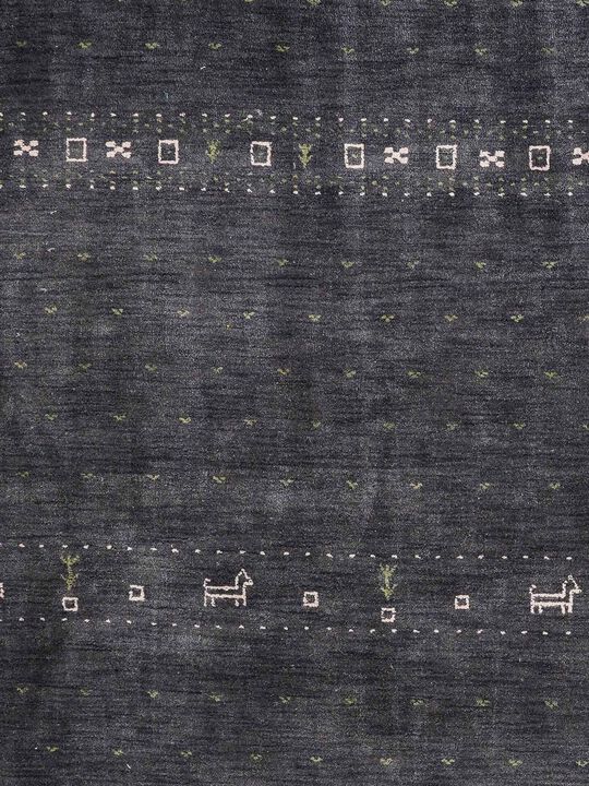 RUGSOTIC CARPETS HAND KNOTTED LOOM WOOL ECO-FRIENDLY AREA RUGS  - 5'x8', Rectangle, Charcoal Color, Contemporary Modern Design, High Pile Thick Handmade Anti Skid Rugs for Living Room (L00585)