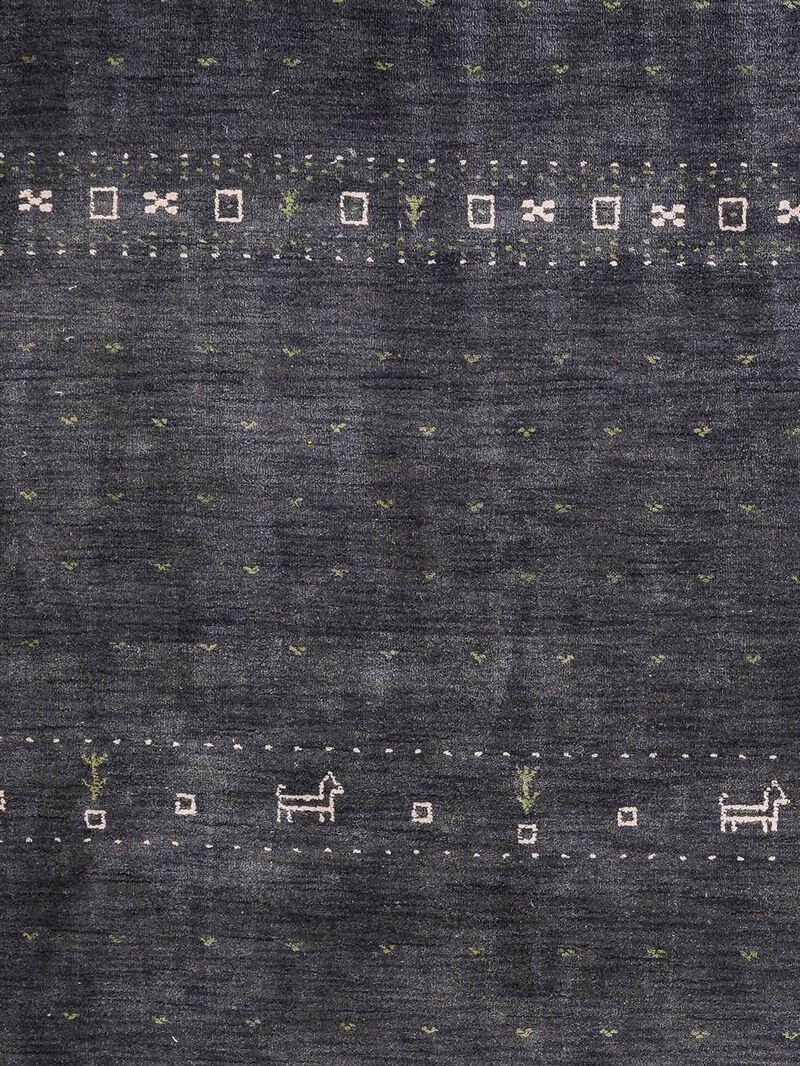 RUGSOTIC CARPETS HAND KNOTTED LOOM WOOL ECO-FRIENDLY AREA RUGS  - 5'x8', Rectangle, Charcoal Color, Contemporary Modern Design, High Pile Thick Handmade Anti Skid Rugs for Living Room (L00585)