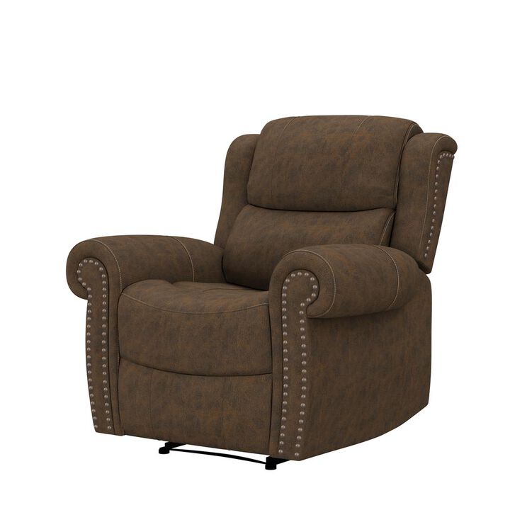ProLounger Wall Hugger Recliner in Distressed Saddle Brown Faux Leather