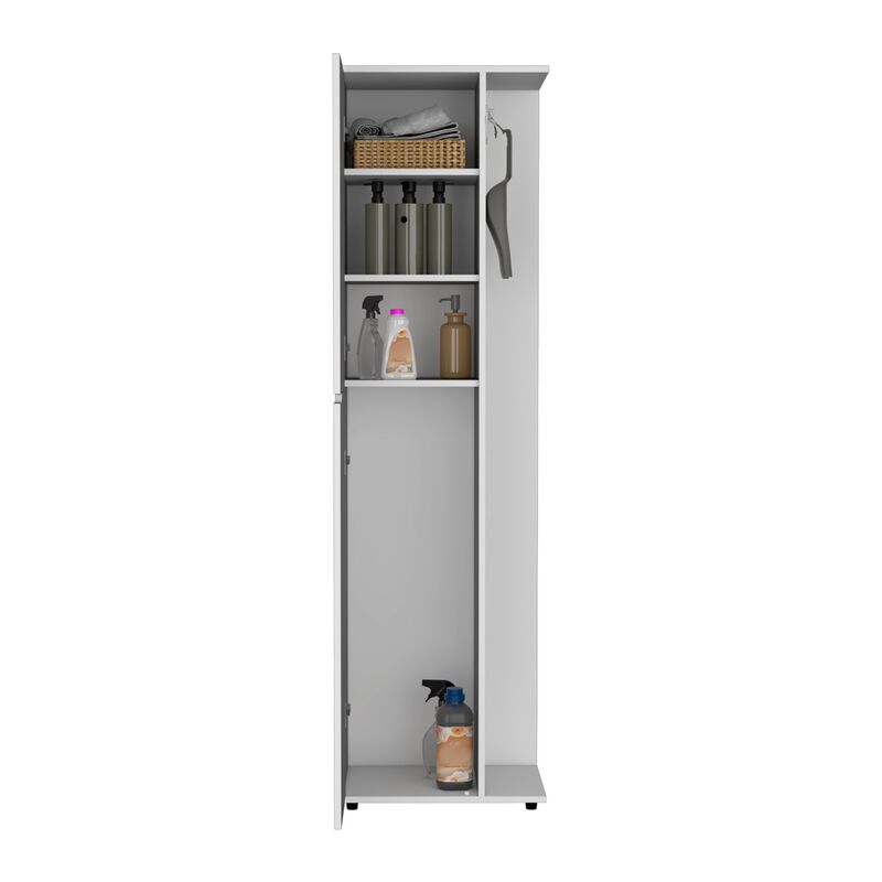 Austin 71.3-Inch High One Door and Four Shelves Broom Storage Closet with Broom and Mop Holder